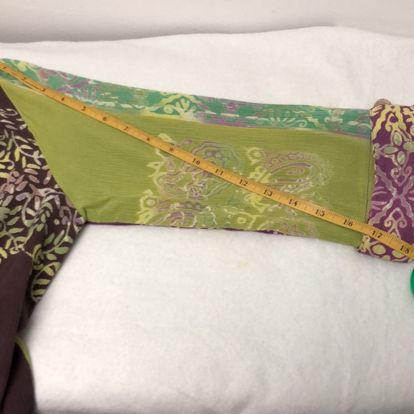 Soft Surroundings Purple, Green and Blue Batik Paisley Design Topper Size PS - Picture 9 of 10